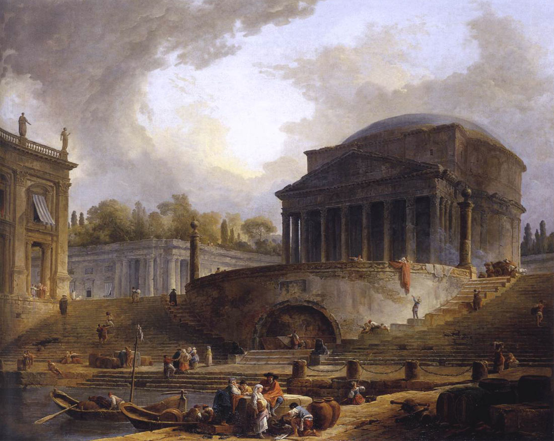 Hubert Robert, Vue imaginaire du Panthéon et du Port de Ripetta